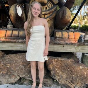 American Eagle Outfitters Cream Strapless Summer Dress